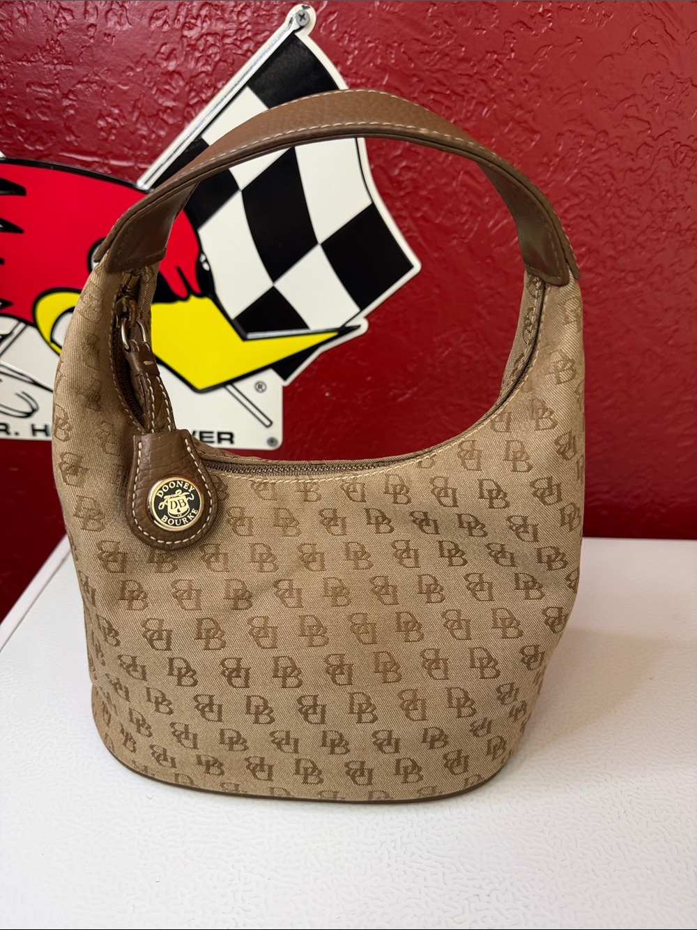 Dooney & Bourke Brown Logo Mini Hobo Shoulder Bag - Picture 2 of 9